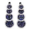 Image 1 : ROUND DIAMOND CUT BLUE AND WHITE SAPPHIRE EARRINGS IN BLACK RHODIUM AND 14K WHITE GOLD OVER 925 STER