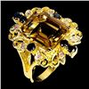 Image 2 : BIG 12X10 MM OCTAGON CUT CITRINE, BLUE SAPPHIRE AND RUCBY RING IN 14K WHITE GOLD OVER 925 STERLING S