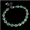 Image 1 : 6X4 MM PEAR CUT EMERALD BRACELET IN 14K WHITE GOLD OVER 925 STERLING SILVER - 7.5 INCHES LONG - APPR