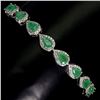 Image 2 : 6X4 MM PEAR CUT EMERALD BRACELET IN 14K WHITE GOLD OVER 925 STERLING SILVER - 7.5 INCHES LONG - APPR