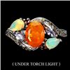 Image 1 : ORANGE FIRE OPAL, RHODOLITE GARNET, SAPPHIRE, TANZANITE AND CRYSTAL OPAL RING IN 14K WHITE GOLD OVER
