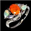 Image 2 : ORANGE FIRE OPAL, RHODOLITE GARNET, SAPPHIRE, TANZANITE AND CRYSTAL OPAL RING IN 14K WHITE GOLD OVER