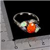 Image 3 : ORANGE FIRE OPAL, RHODOLITE GARNET, SAPPHIRE, TANZANITE AND CRYSTAL OPAL RING IN 14K WHITE GOLD OVER