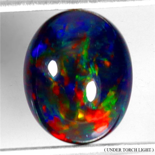 OVAL NATURAL AAA FLORAL FLASH PLAY OF COLOR BLACK OPAL 2.15 CT 11X9 MM - APPRAISED REPLACEMENT VALUE