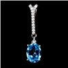 Image 2 : 8X6 OVAL CUT SWISS BLUE TOPAZ PENDANT IN 14K WHITE GOLD OVER 925 STERLING SILVER