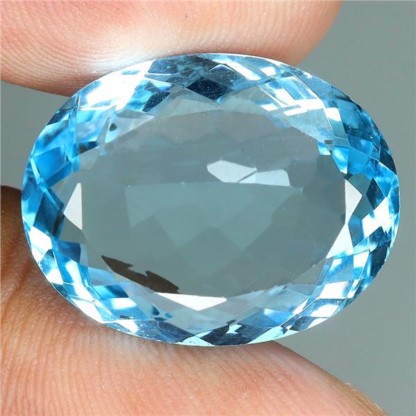 OVAL CUT BIG 22.75 CT. SWISS BLUE TOPAZ - APPRAISED REPLACEMENT VALUE CAD 1,365