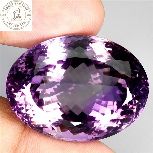 GIGANTIC 92.65 MUSEUM SIZE OVAL CUT PURPLE AMETHYST - APPRAISED REPLACEMENT VALUE CAD 31,940