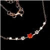 Image 2 : ORANGE FIRE OPAL AND AQUAMARINE PENDANT IN 14K ROSE GOLD OVER 925 STERLING SILVER - 16 INCHES LONG -