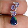 Image 2 : 8X6 MM BLACK OPAL AND TANZANITE PENDANT IN 14K WHITE GOLD OVER 925 STERLING SILVER - APPRAISED REPLA