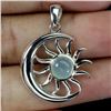 Image 1 : 6MM SUN-SHAPED ROUND CHALCEDONY PENDANT IN 14K WHITE GOLD OVER 925 STERLING SILVER