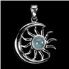 Image 2 : 6MM SUN-SHAPED ROUND CHALCEDONY PENDANT IN 14K WHITE GOLD OVER 925 STERLING SILVER