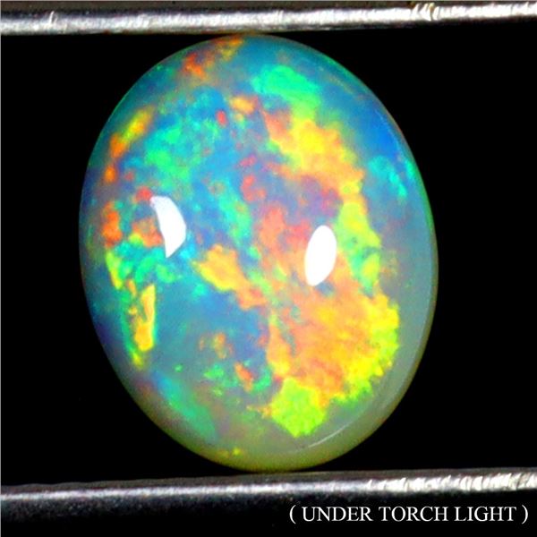 OVAL CABOCHON AAA FLORAL FLASH PLAY OF COLOR CRYSTAL OPAL 1,52 CT. - APPRAISED REPLACEMENT VALUE CAD