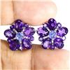Image 1 : MARQUISE CUT AMETHYST AND TANZANITE EARRINGS IN 14K WHITE GOLD OVER 925 STERLING SILVER â€[