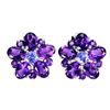 Image 2 : MARQUISE CUT AMETHYST AND TANZANITE EARRINGS IN 14K WHITE GOLD OVER 925 STERLING SILVER â€[