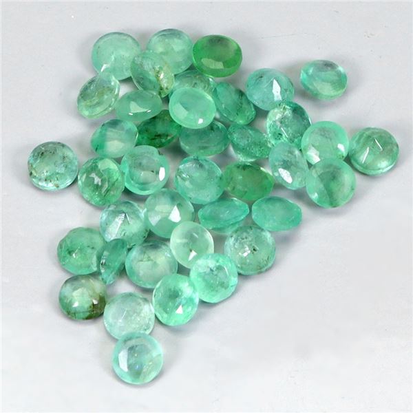 ROUND CUT UNHEATED EMERALD BRAZIL 40 PCS. 4.43 CT. 3MM GEMSTONES - APPRAISED REPLACEMENT VALUE CAD 1