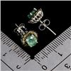 Image 3 : LUXURIOUS 6X4 MM GOOD CLARITY EMERALD AND 32 PCS. NATURAL DIAMONDS EARRINGS IN 14K WHITE GOLD OVER 9