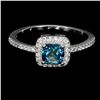Image 1 : CUSHION CUT 5 MM LONDON BLUE TOPAZ RING IN 14K WHITE GOLD OVER 925 STERLING SILVER - SIZE 7