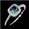 Image 2 : CUSHION CUT 5 MM LONDON BLUE TOPAZ RING IN 14K WHITE GOLD OVER 925 STERLING SILVER - SIZE 7