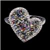 Image 1 : MULTI-COLOR ROUND DIAMOND CUT SAPPHIRE RING IN 14K WHITE GOLD OVER 925 STERLING SILVER â€[x