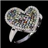 Image 2 : MULTI-COLOR ROUND DIAMOND CUT SAPPHIRE RING IN 14K WHITE GOLD OVER 925 STERLING SILVER â€[x