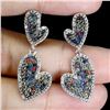 Image 1 : MULTI-COLOR ROUND DIAMOND CUT SAPPHIRE EARRING IN 14K WHITE GOLD OVER 925 STERLING SILVER - APPRAISE