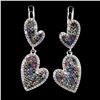 Image 2 : MULTI-COLOR ROUND DIAMOND CUT SAPPHIRE EARRING IN 14K WHITE GOLD OVER 925 STERLING SILVER - APPRAISE