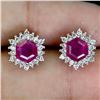 Image 1 : 6 MM HEXAGON CUT RUBY EARRINGS AND CZ IN 14K WHITE GOLD OVER 925 STERLING SILVER - APPRAISED REPLACE