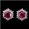 Image 2 : 6 MM HEXAGON CUT RUBY EARRINGS AND CZ IN 14K WHITE GOLD OVER 925 STERLING SILVER - APPRAISED REPLACE
