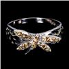 Image 1 : BUTTERFLY-SHAPED ROUND CUT SAPPHIRE RING IN 14K WHITE GOLD OVER 925 STERLING SILVER - SIZE 8 - APPRA