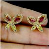 Image 1 : MARQUISE CUT RHODOLITE GARNET, PERIDOT AND CZ EARRINGS IN 14K YELLOW GOLD OVER 925 STERLING SILVER -
