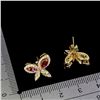 Image 3 : MARQUISE CUT RHODOLITE GARNET, PERIDOT AND CZ EARRINGS IN 14K YELLOW GOLD OVER 925 STERLING SILVER -
