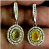 Image 1 : BIG 8X6 MM OVAL CUT YELLOW SAPPHIRE AND ROUND DIAMOND CUT YELLOW SAPPHIRE EARRINGS IN 14K WHITE GOLD