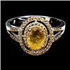 Image 1 : BIG 8X6 MM OVAL CUT YELLOW SAPPHIRE AND ROUND DIAMOND CUT YELLOW SAPPHIRERING IN 14K WHITE GOLD OVER