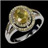 Image 2 : BIG 8X6 MM OVAL CUT YELLOW SAPPHIRE AND ROUND DIAMOND CUT YELLOW SAPPHIRERING IN 14K WHITE GOLD OVER