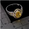 Image 3 : BIG 8X6 MM OVAL CUT YELLOW SAPPHIRE AND ROUND DIAMOND CUT YELLOW SAPPHIRERING IN 14K WHITE GOLD OVER