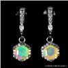 Image 1 : 5 MM HEXAGON CUT OPAL EARRINGS IN 14K WHITE GOLD OVER 925 STERLING SILVER - APPRAISED REPLACEMENT VA
