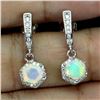 Image 2 : 5 MM HEXAGON CUT OPAL EARRINGS IN 14K WHITE GOLD OVER 925 STERLING SILVER - APPRAISED REPLACEMENT VA