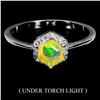 Image 1 : 5 MM HEXAGON CUT OPAL RING IN 14K WHITE GOLD OVER 925 STERLING SILVER â€“ SIZE 6 -