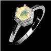 Image 2 : 5 MM HEXAGON CUT OPAL RING IN 14K WHITE GOLD OVER 925 STERLING SILVER â€“ SIZE 6 -