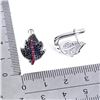 Image 3 : ROUND SAPPHIRE AND DIAMOND CUT RUBY LEAVE-SHAPED EARRINGS IN 2-TONE BLACK RHODIUM AND 14K WHITE GOLD