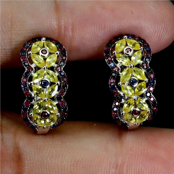 MARQUISE CUT CEYLON SAPPHIRE AND ROUND RUBY RING IN 14K WHITE GOLD OVER 925 STERLING SILVER â[x=#836
