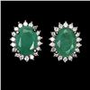 Image 1 : 7X5 MM OVAL CUT EMERALD AND CZ EARRINGS IN 14K WHITE GOLD OVER 925 STERLING SILVER â€[x=#82