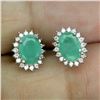Image 2 : 7X5 MM OVAL CUT EMERALD AND CZ EARRINGS IN 14K WHITE GOLD OVER 925 STERLING SILVER â€[x=#82