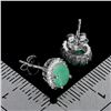Image 3 : 7X5 MM OVAL CUT EMERALD AND CZ EARRINGS IN 14K WHITE GOLD OVER 925 STERLING SILVER â€[x=#82