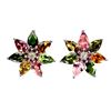 Image 2 : MULTI-COLOR TOURMALINE, PERIDOT AND RHODOLITE GARNET EARRINGS N 14K WHITE GOLD OVER 925 STERLING SIL