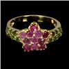 Image 1 : ROUND CUT RUBY AND CHROME DIOPSIDE RING IN 14K YELLOW GOLD OVER 925 STERLING SILVER â€[x=#8