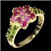 Image 2 : ROUND CUT RUBY AND CHROME DIOPSIDE RING IN 14K YELLOW GOLD OVER 925 STERLING SILVER â€[x=#8