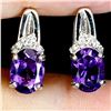 Image 1 : BIG 8X6 MM OVAL CUT AMETHYST EARRINGS IN 14K WHITE GOLD OVER 925 STERLING SILVER â€[x=#8220