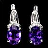 Image 2 : BIG 8X6 MM OVAL CUT AMETHYST EARRINGS IN 14K WHITE GOLD OVER 925 STERLING SILVER â€[x=#8220