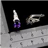 Image 3 : BIG 8X6 MM OVAL CUT AMETHYST EARRINGS IN 14K WHITE GOLD OVER 925 STERLING SILVER â€[x=#8220